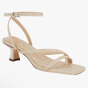 NIB Light Beige Strappy Kitten Heel Sandal, Square Toe